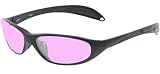 BLACK EXTREME STYLISH, LIGHTWEIGHT, COMFORTABLE WRAP-AROUND PLASTIC STYLE FRAME THAT IS DESIGNED TO HUG THE CONTOUR OF YOUR FACE BLOCKING LIGHT FROM ALL ANGLES. PINK LENSES ARE ANTI-REFLECTIVE, SCRATCH RESISTANT AND HAVE UV PROTECTION.