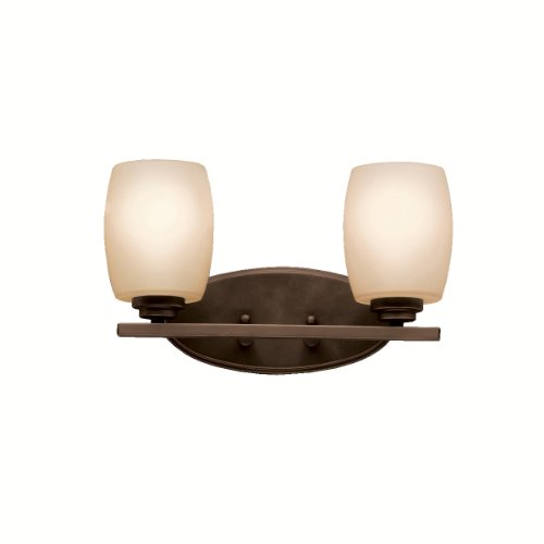 Kichler Lighting 5097OZ Eileen 2-Light Bath Fixture, Olde Bronze with Umber-Etched Glass