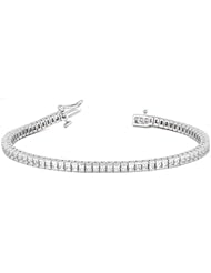 14KT White Gold Elegant Diamond Tennis Bracelet featuring 67 Channel Set Princess Cut Diamonds in a High Polished Setting. 4 5/8 CTW