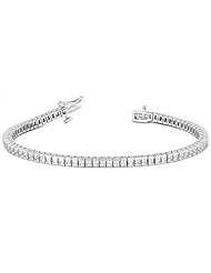 14KT White Gold Elegant Diamond Tennis Bracelet featuring 68 Channel Set Princess Cut Diamonds in a High Polished Setting. 3 3/8 CTW