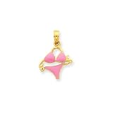 14k Pink Enameled Bikini Bathing Suit Pendant