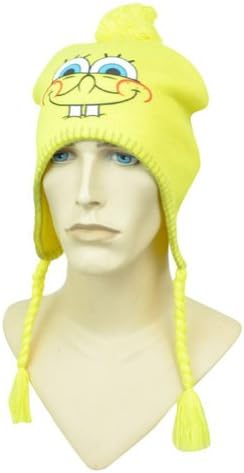 Nickelodeon Spongebob Squarepants Face Youth Kids Laplander Peruvian Knit Beanie