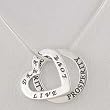 Double Sided Heart Shaped LIVE, DREAM, LOVE and Round PROSPERITY Affirmation Band Pendants in Sterling Silver on a 20" Snake Chain, #9845