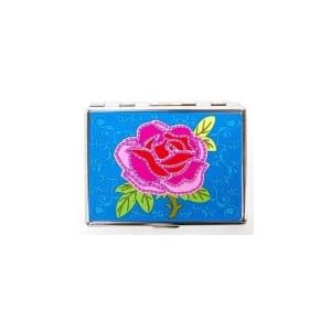 Outer Rebel Fashion Flasks and Smoking Accessories- Mosaic Rose Stainless Steel Cigarette ID Case...