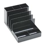 Universal 53502 3-Vertical Sections 5-Compartments Plastic Desk Organizer (Black)