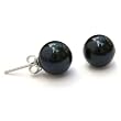 HinsonGayle AA+ Round 9.0-9.5mm Black Pearl Stud Earrings (14kWG)