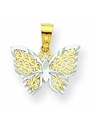 10K Gold & Rhodium Butterfly Charm