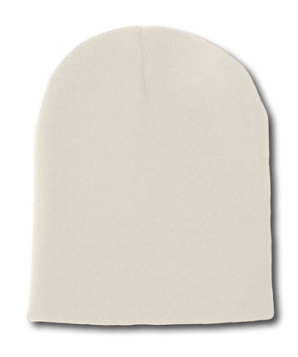 Blank Short Beanie Cap- Many Colors Available , Ivory