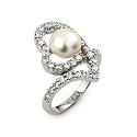 925 Silver Cubic Zirconia Pearl Heart Shape Ring