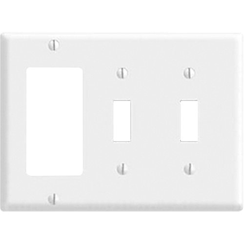 Leviton Triple-Gang Wall Plate, 1 Decora-Style/2 Toggle, White