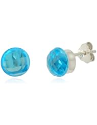 Sterling Silver Swiss-Blue-Topaz or Amethyst Circle Earrings
