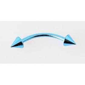 Anodized Eyebrow Ring Spike End - 16 x 9 x 4 - Blue - Piece