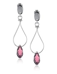 Italian Sterling Silver Swarovski Crystal Loop Drop Earrings