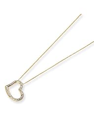 14k Yellow Gold Diamond 18in Small Heart Necklace w/ Gift Box. Wt- 1.1g