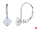 Opal Gemstone French Back 5mm Solitaire Earrings in 14K White Gold