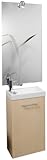 Fackelmann 08452 4-tlg ACTIVE Gäste-WC-Set Flipp, Waschbecken inkl. Unterschrank + Spiegel 100x50 cm + Klemmspot