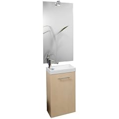 Fackelmann 08452 4-tlg ACTIVE G�ste-WC-Set Flipp, Waschbecken inkl. Unterschrank + Spiegel 100x50 cm + Klemmspot
