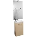 Fackelmann 08452 4-tlg ACTIVE G�ste-WC-Set Flipp, Waschbecken inkl. Unterschrank + Spiegel 100x50 cm + Klemmspot