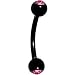 Black Pink Anodized Titanium Gem Ball Eyebrow Ring