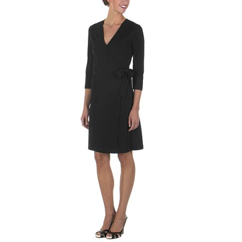 Pleated Wrap Dress Ebony by Isaac Mizrahi