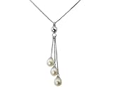 Freshwater Lariat 7mm White Pearl Necklace in Sterling Silver .925
