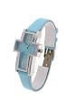 Geneva Platinum Aqua Colored Cross Design Fashion Watch��