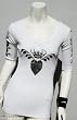 Sledge USA Women's 3/4 Sleeve Ribbed Tee Silver Heart/Crown in White