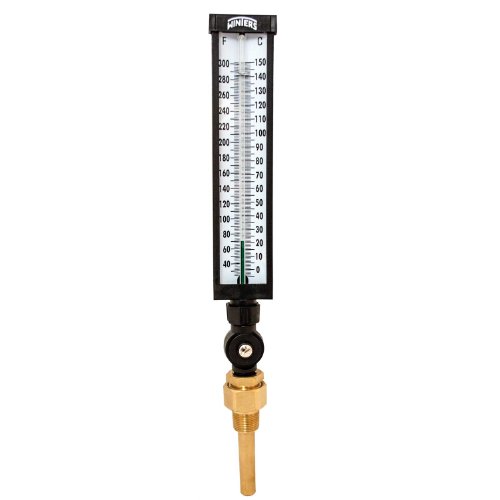 Winters TIM Series Dual Scale Valox Industrial 9IT Thermometer, 3-1/2" Stem, 3/4" NPT with Thermowell, 30-300 F/C Range