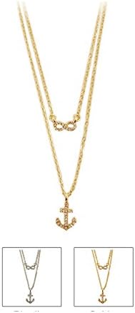 Women's Two Chian Twice and Anchor Necklace torque pendant Gold