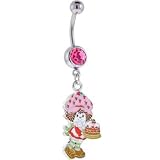 Strawberry Shortcake CAKE Pasison Pink GEM Dangle Belly Ring