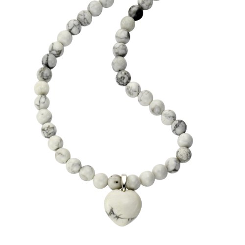 Zeeme Damen-Collier 925/- Sterling Silber rhodiniert 46cm Howlith mit Herz 360250021-46-3 Preisvergleich