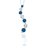 14K White Gold 2 ct. Alternating Blue and White Diamond Journey of Love Curve Pendant with Chain