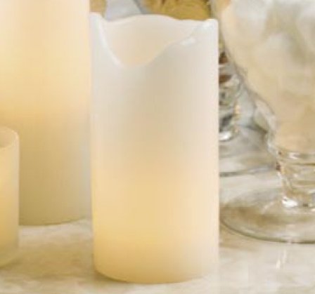 Battery Operated Flickering 4-in Melted Edge Pillar Candle