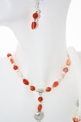 Multi-Colored Red Agate Necklace and Earring Set