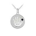 Sterling Silver Sapphire September Birthstone Handprint Pendant, 18"