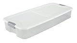 Sterilite 19968004 74-Quart Ultra Underbed Box See-Through with White Lid and Titanium Latches, Clear, 4-Pack