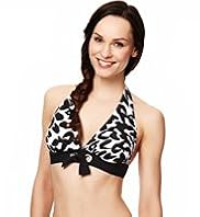 Halterneck Abstract Print Bikini Top