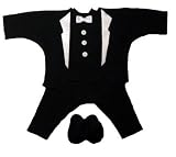Black with White Lapels Baby Boy Tuxedo Suit (Small Infant 5-8 Pounds)