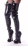 8 Inch Sexy High Heel Thigh High Boot Platform Boots Fetish Exotic Black Patent Devious
