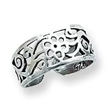 Sterling Silver Antiqued Floral Toe Ring