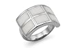 Stainless Steel Women's Ring with white resin inlay.
