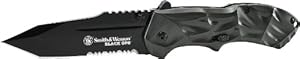 Smith and Wesson SWBLOP3TS Third Generation Black Ops M.A.G.I.C. Folder with 40-Percent Serrated Tanto Blade, Grey Aluminum Handle and Pocket Clip