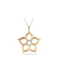I. Reiss 14K Gold Flower Pendant, Centered with Diamonds.