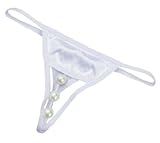 Demarkt® New Sexy Women's Open Crotch Lingerie T- Back with Pearls in the Middle Thongs G String Underwear Knickers Pants for Ladies Sleepwear/Nightwear UK 6-8 - White