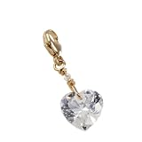 10mm CUBIC ZIRCONIA HEART Charm w/ 14 Karat Lobster Clasp