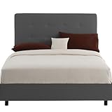 IMAGE OF Double Button Tufted Bed in Black Size: Twin