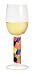 White Wine Glass, Navaja, Color Checked Stem w/ Napkin. Designer Embossed Stem White Wine Goblet