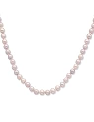 Sterling 20in Silver 5-6mm Purple Freshwater Cultured Pearl Necklace.