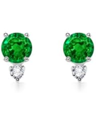 Oval Emerald Earrings With Round Diamonds