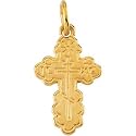 14K Yellow Gold Die Struck Orthodox Cross Pendant